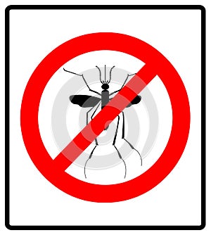 Warning, Prohibited sign with mosquito with. Stop Zika Virus. Stop Malaria. Stop Dengue.
