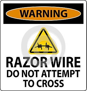 Warning Razor Wire Sign Razor Wire Do not Attempt to Cross