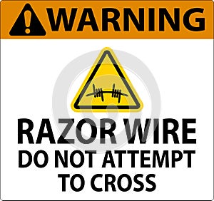 Warning Razor Wire Sign Razor Wire Do not Attempt to Cross