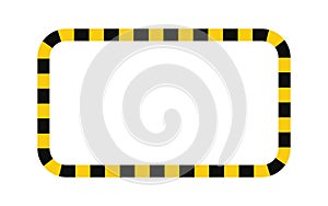 Warning rectangle frame with yellow and black tape. Barricade lines. Rectangle warn frame with text space set. Yellow