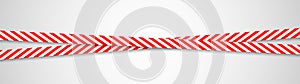 Warning red ribbons. Dangerous crossing stripes. Realistic attention adhesive tapes. Caution obstruction. Horizontal