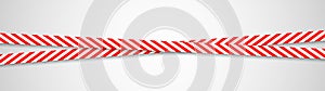 Warning red ribbons. Dangerous crossing stripes. Realistic attention adhesive tapes. Caution obstruction. Horizontal security