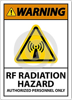 Warning RF Radiation Hazard Authorized Only Sign On White Background