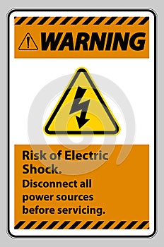 Warning Risk of electric shock Symbol Sign Isolate on White Background