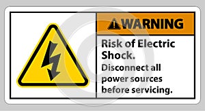 Warning Risk of electric shock Symbol Sign Isolate on White Background
