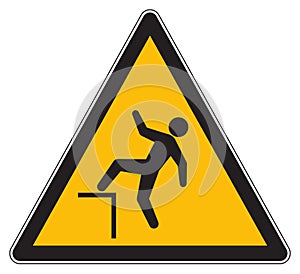 Warning risk of falling yellow sign