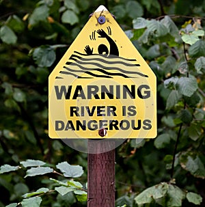 Warning River is Dangerous sign