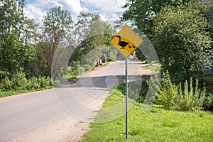 Warning road sign