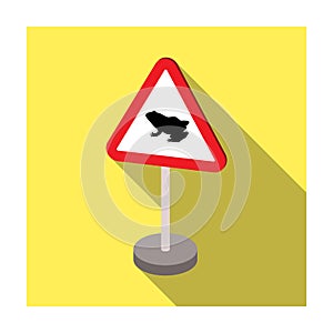 Warning road sign icon in flat style isolated on white background. Road signs symbol.