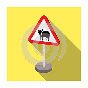 Warning road sign icon in flat style isolated on white background. Road signs symbol.