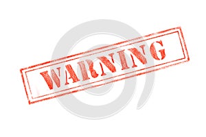 `WARNING ` rubber stamp over a white background