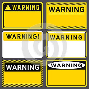 Warning. Safety Blank Labels with Space for Your Text. Various Embodiments Safety Banners photo