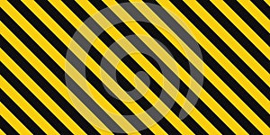 Warning seamless pattern with yellow and black diagonal stripes. Warn caution background. Yellow and black lines tape