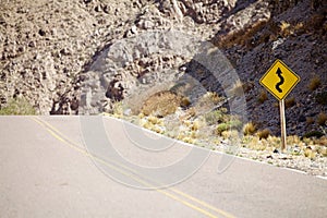 Warning sign along the road in the Puna de Atacama, Argentina