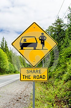 Warning Sign about Bicycle on the Road