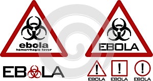 Warning sign with biohazard symbol and ebola text