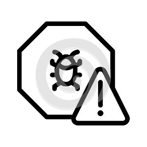 Warning sign bug alert danger single isolated icon with outline style