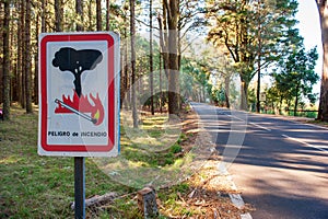 Warning sign for bushfire