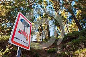 Warning sign for bushfire