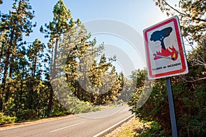 Warning sign for bushfire