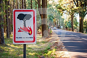 Warning sign for bushfire photo