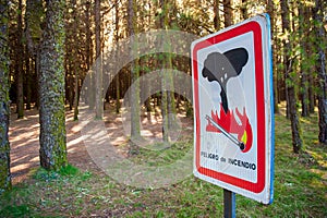 Warning sign for bushfire photo