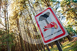 Warning sign for bushfire photo