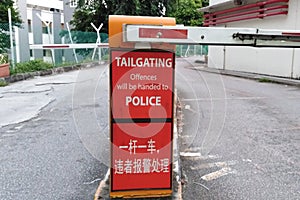 Warning sign at carpark photo