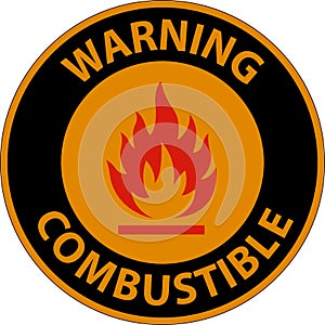 Warning Sign Combustible On White Background