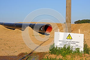 Warning sign on construction site