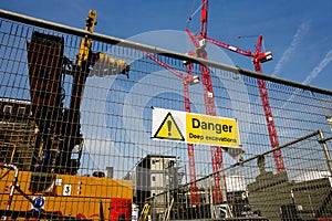 Warning sign at construction site