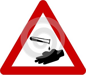 Warning sign with corrosive substances