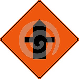 Warning sign with crossroads