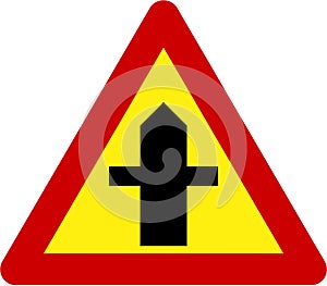 Warning sign with crossroads