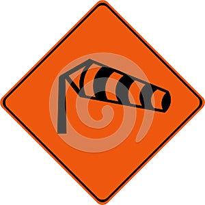 Warning sign with crosswinds