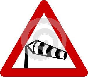 Warning sign with crosswinds