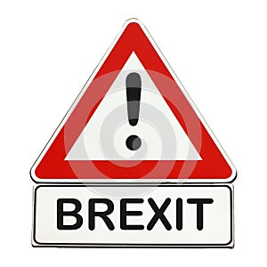 Brexit danger sign isolated over white