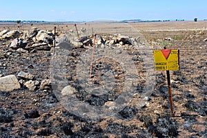 Warning sign with Danger Mines