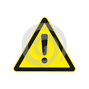 Warning sign, danger. Yellow triangle. Vector illustration.