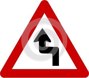 Warning sign with dangerous curves