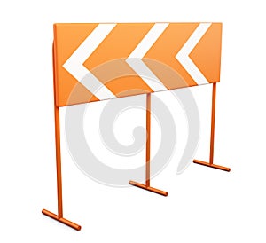 Warning sign dangerous turn on a white background. 3d rendering