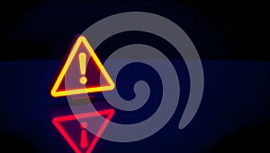 Warning Sign on Dark Background