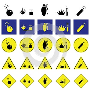 Warning sign of detonated bomb