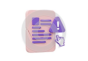 Warning Sign on Digital Document with Cursor Clicking