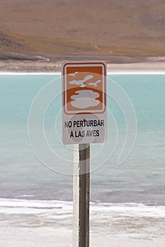 Warning sign at the Eduardo Avaroa National Park in Bolivia