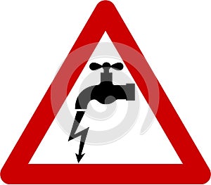 Warning sign with electric leakage