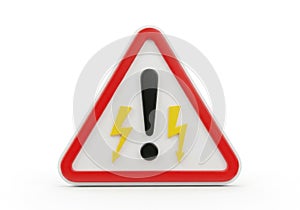 Warning sign with electrical hazard symbol and exclamation mark