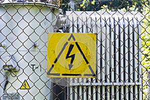 Warning sign of electricity, high voltage