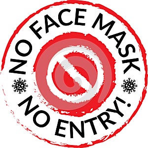 Warning sign without a face mask no entry and keep distance