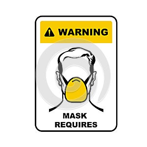 Warning sign - face mask required, wear medical mask information plate